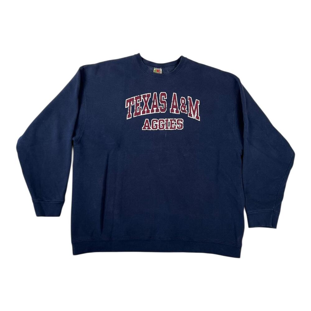 Vintage Texas A&M Aggies Sweatshirt Mens 3XL Blue NCAA Basketball Spell Out